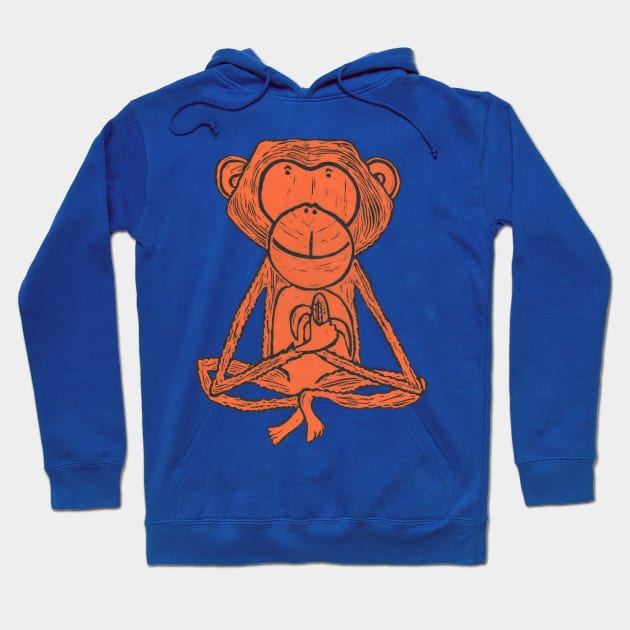 Cheeky Monkey, orange Hoodie by krisevansart